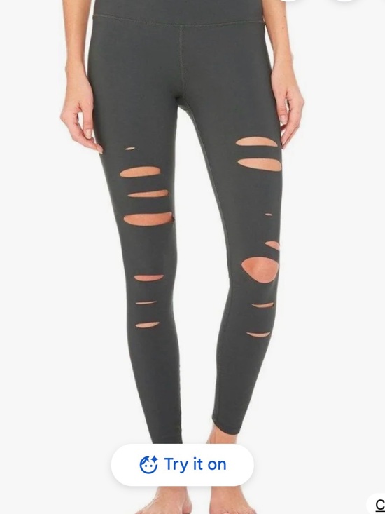 ALO Yoga Pants - ALO Yoga Charcoal Distressed High-Waist Leggings